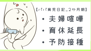 【パパ育児日記_2か月期】夫婦喧嘩・育休延長・予防接種!